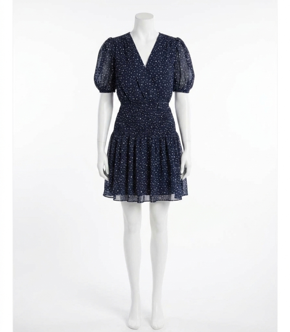 NEW DONNA MORGAN dot mini dress in navy